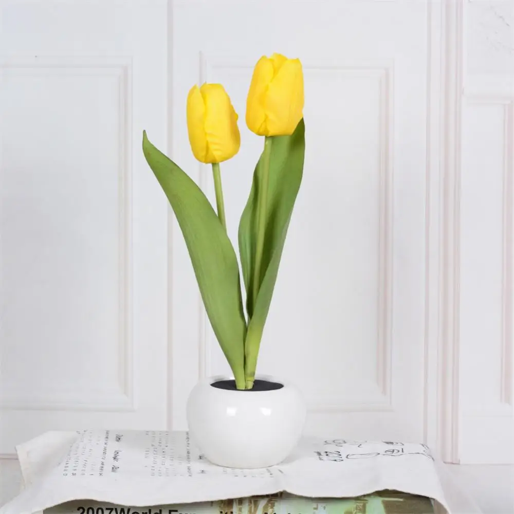 

Tulips Artificial Flowers Led Night Light Hotel Bedroom Atmosphere Light Simulation Tulip Bedside Table Lamp Home Decor Hot 2023