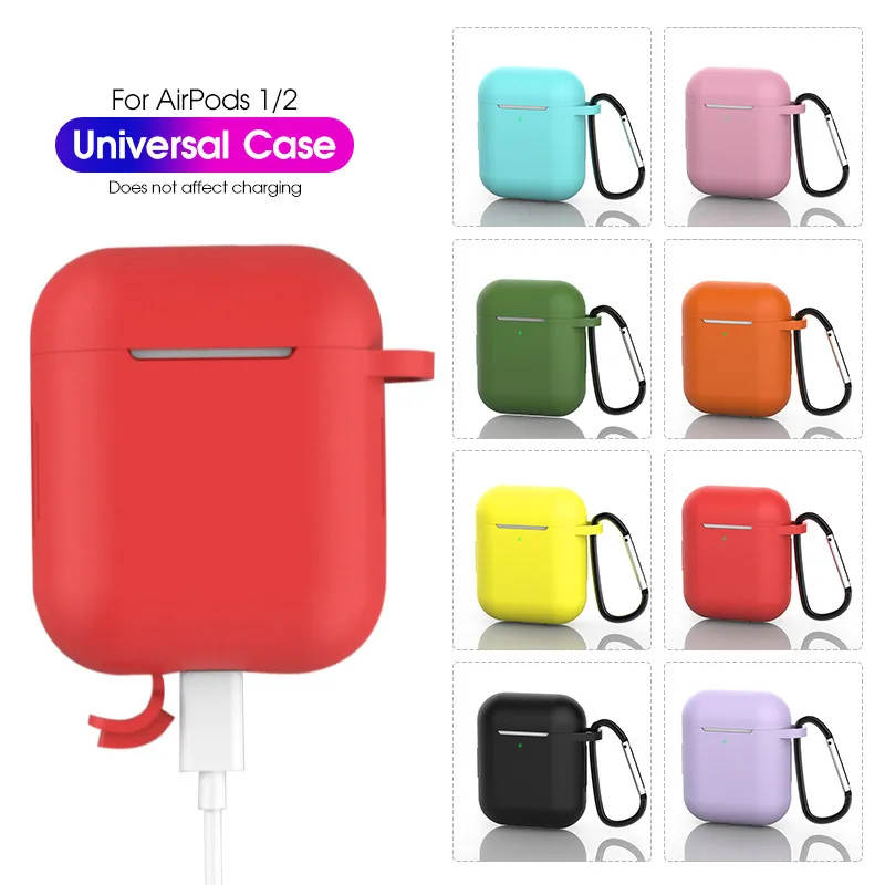 

Universal Case For Airpods Cases With Hook Silicone Cover For Airpods1 Airpods 2 Case Headphone Protective Case Wholesal
