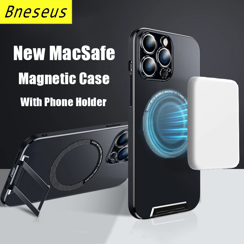

New Macsafe Magnetic Phone Case With Phone Holder For iPhone 14 13 Pro Max 14Plus Shockproof Heat Dissipation Cover Phone Cases