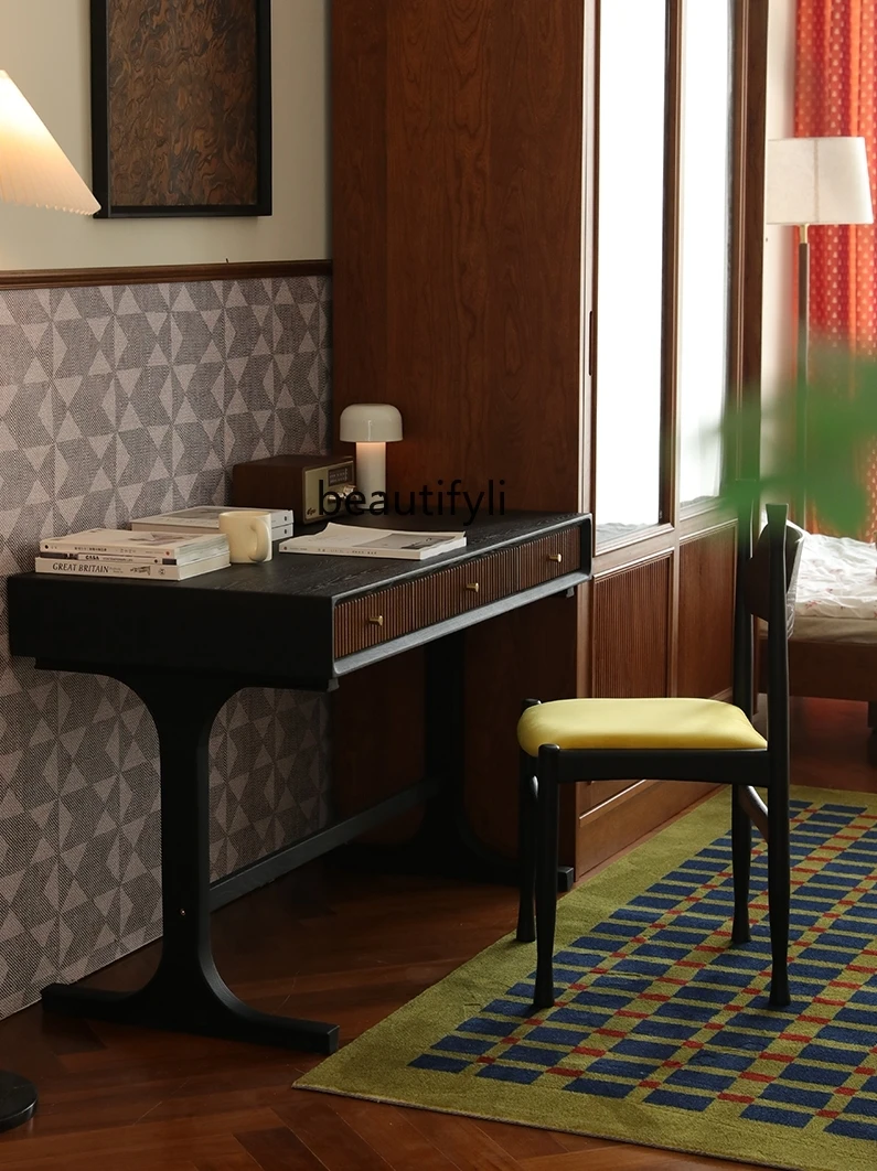 Стол компьютерный из массива дерева в стиле ретро простой письменный стол