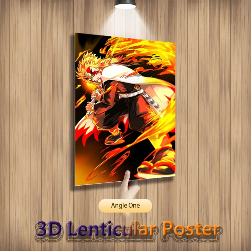 Фото Аниме Demon Slayer Rengoku Akaza 3D Motion линзочный постер для декора комнаты художественный принт (без рамки) №2