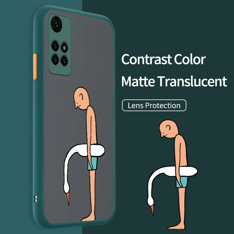 

Translucent Matte Phone Case for Xiaomi Redmi 10 4G 5G 10 Prime 10 India 10C 10X 5G Note 11 4G A Downcast Man Hard PC Armor Case