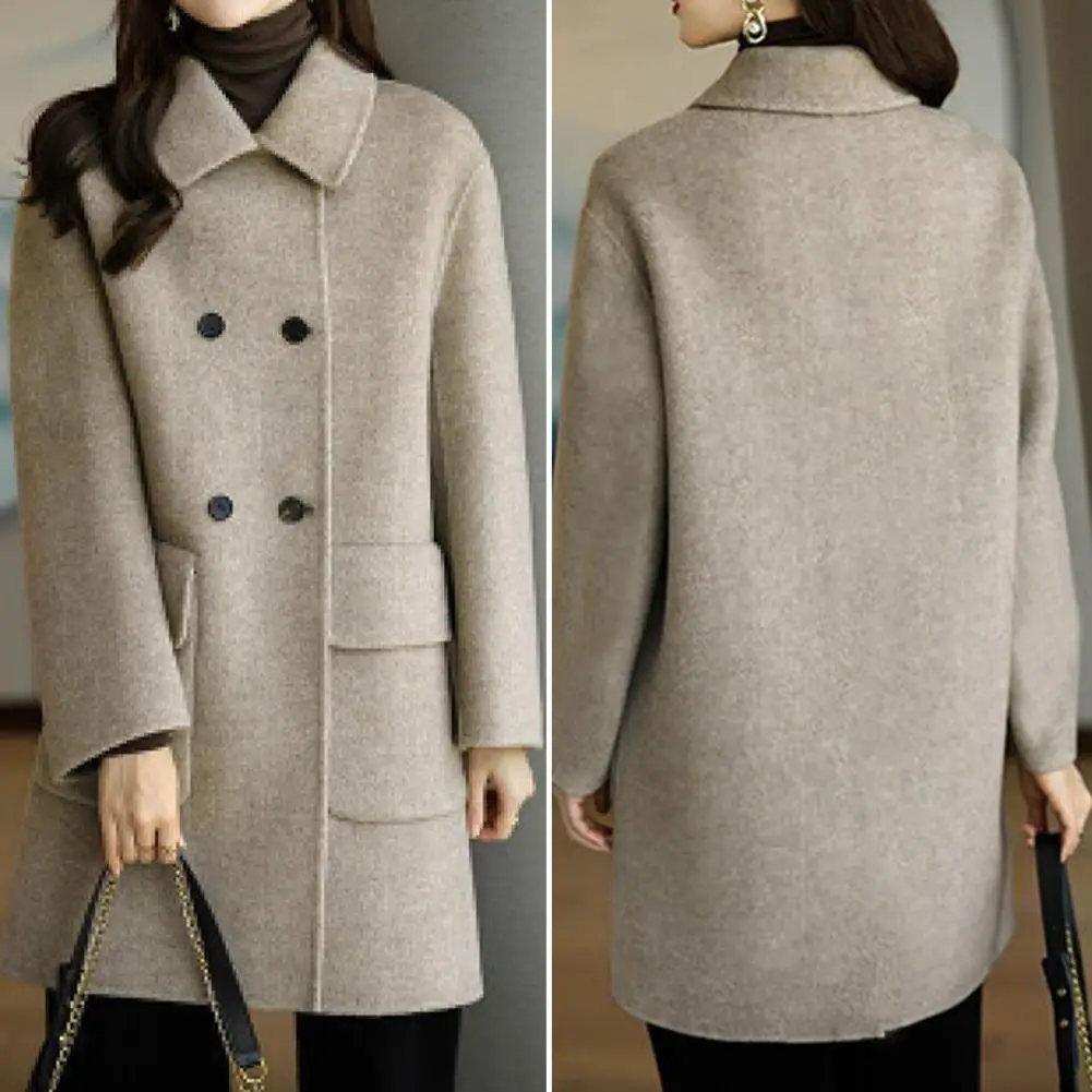 

Stylish Winter Overcoat Lapel Thermal British Style Elegant Lady Winter Coat