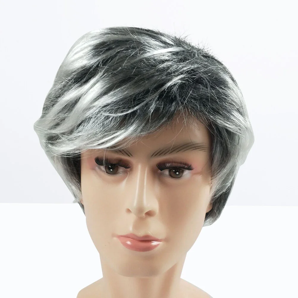 

Old Lady Wigs Granny Grey Aged Short Grandma Curly for Masquerade Dress Party Hair