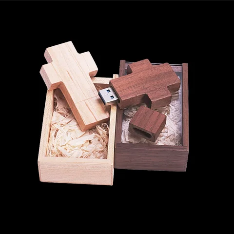 Прозрачная крышка, деревянная коробка, USB-накопитель, 64 ГБ, 128 ГБ, бесплатный индивидуальный логотип, карта памяти 32G, 4G, акриловая крышка, деревянный крест, форма 8G