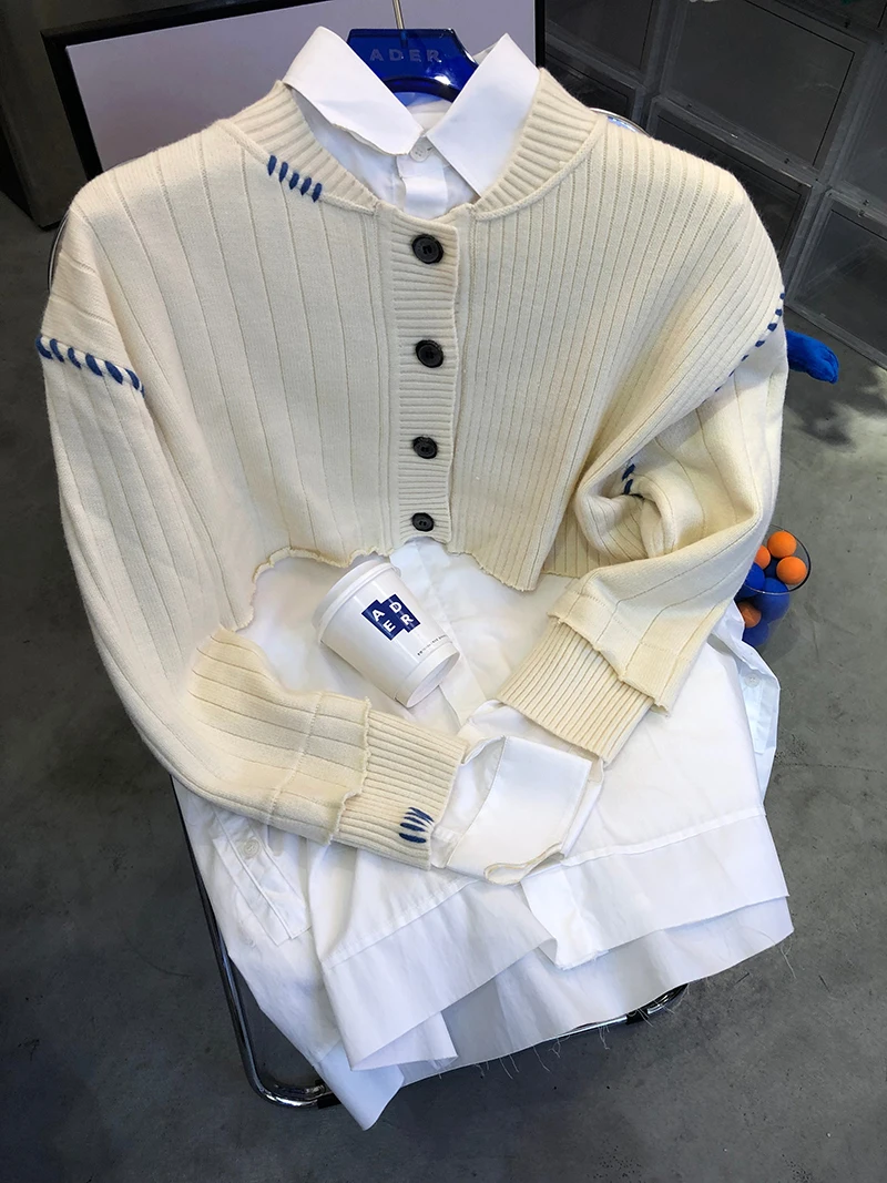 

Горячая Распродажа, яркий свитер, осенне-зимний женский вязаный Асимметричный кардиган из 100% хлопка, свитера