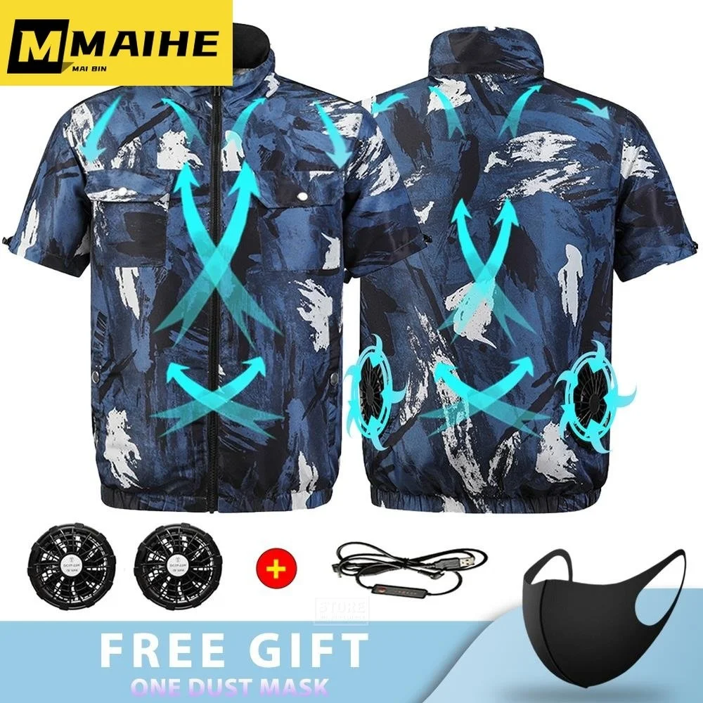 

Men's Ice Vest Fan Air Conditioning Clothes Cool Vest Sport USB Charging Cooling Vest Worker Outdoor Camping Fishing Summer