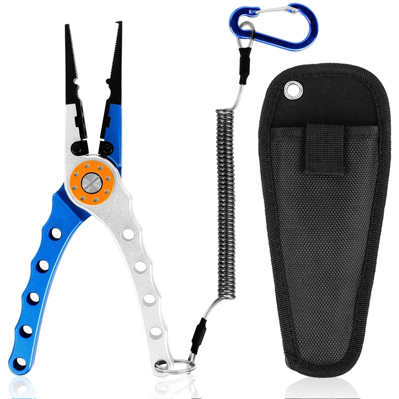 

2023 Piscifun Fishing Pliers Aluminum Braid Cutters Split Ring Pliers Hook Remover Fish Holder with Sheath and Lanyard