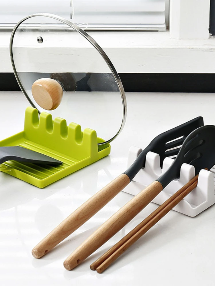 

Kitchen Spoon Holders Fork Spatula Rack Shelf Organizer Plastic Spoon Rest Chopsticks Holder Non-slip Spoons Pad Kitchen Utensil