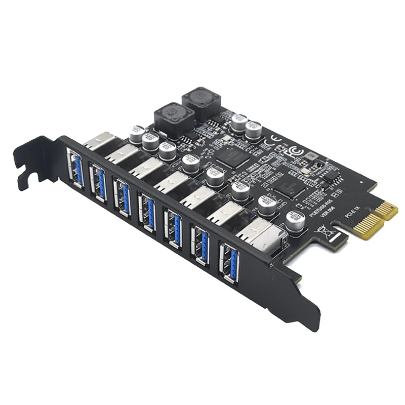 

USB3.2 GEN1 19PIN PCI-E PCI Express To 7 Ports USB 3.2 Expansion Adapter Card Accessories For WINXP/WIN7/8/ 10/11 /LINUX