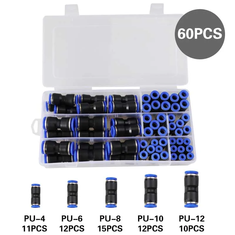 

60 шт., пластиковый быстроразъемный пневматический штуцер, 10 мм, 12 мм