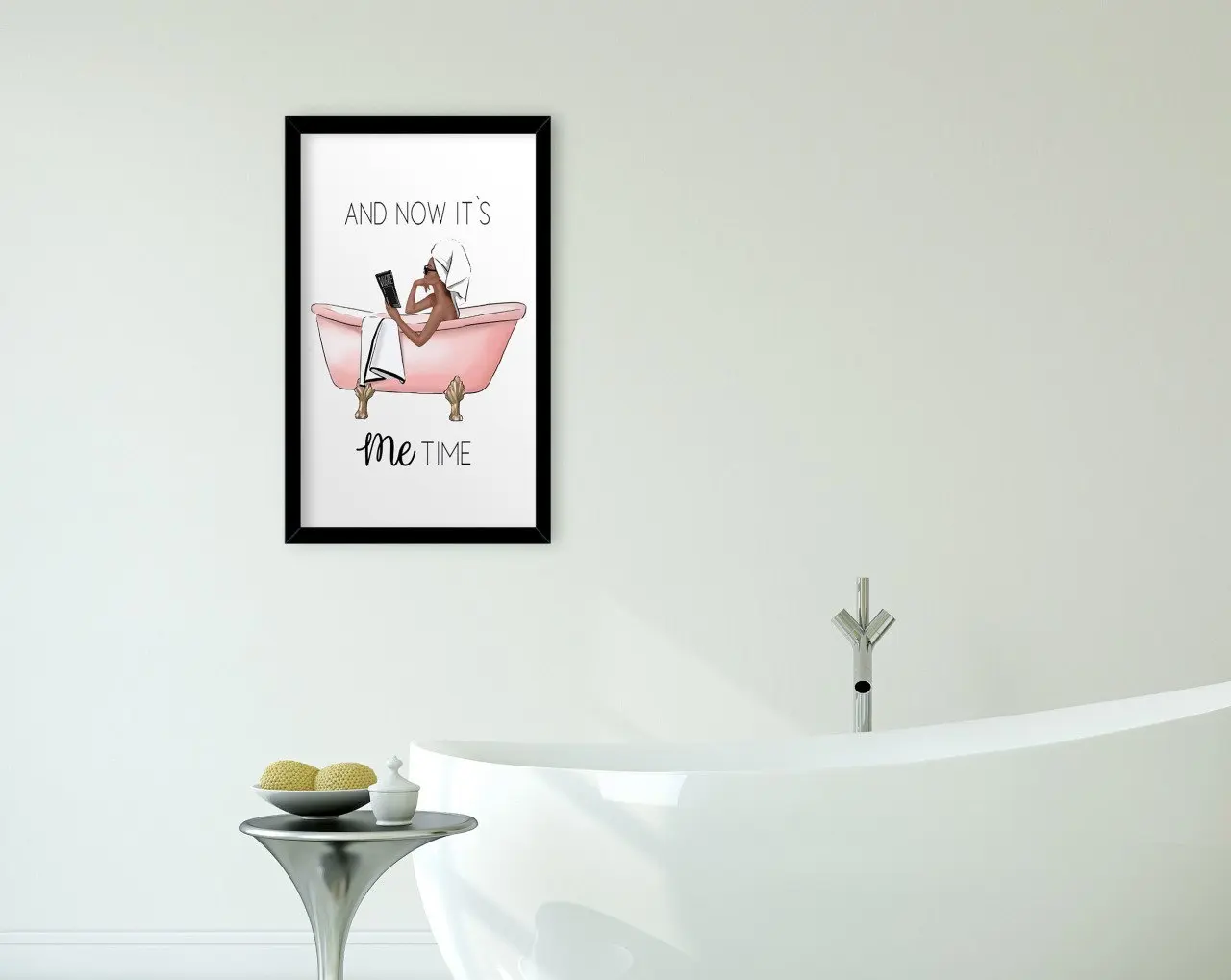 

BK Home Bathroom Decorative Wood Black Framed Tablo-21