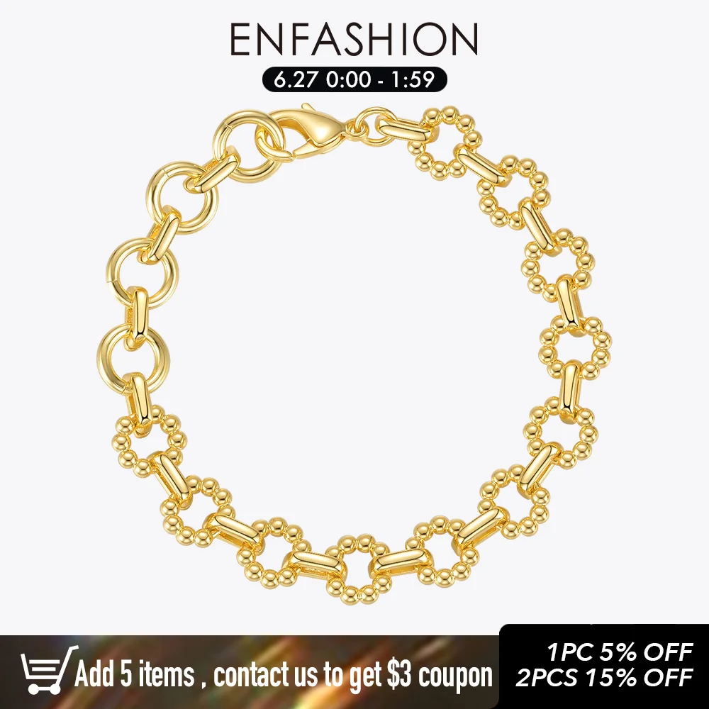 

ENFASHION Kpop Flower Beads Charm Bracelet For Women Gold Color Trend Bracelets 2020 Pulseras Party Fashion Jewelry Gift B202224