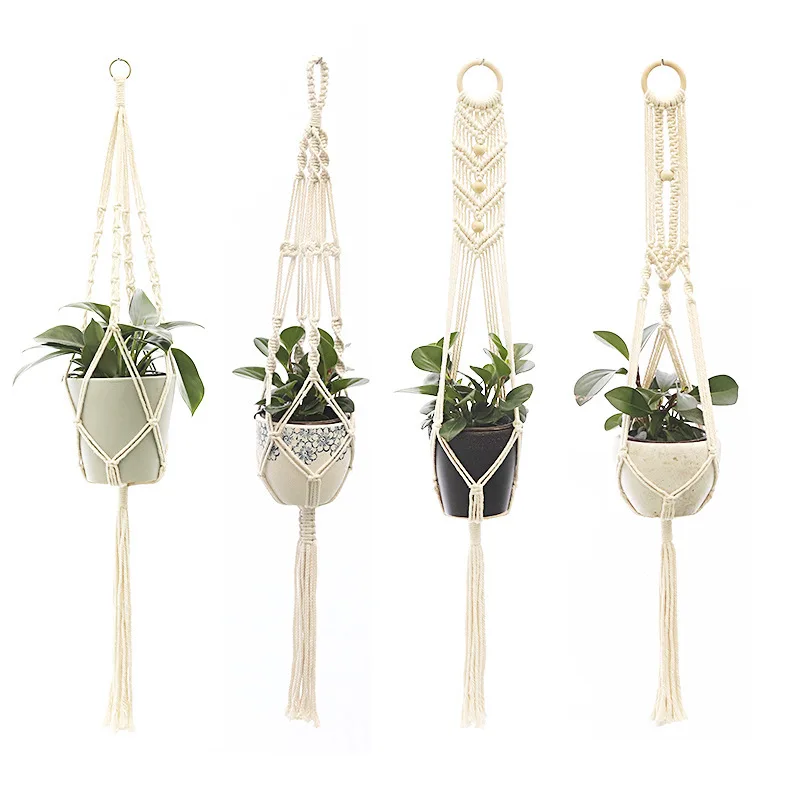 

Macrame Handmade Plant Hanger Baskets Flower Pots Holder Balcony Hanging Decoration Knotted Lifting Rope Home Garden Supplies