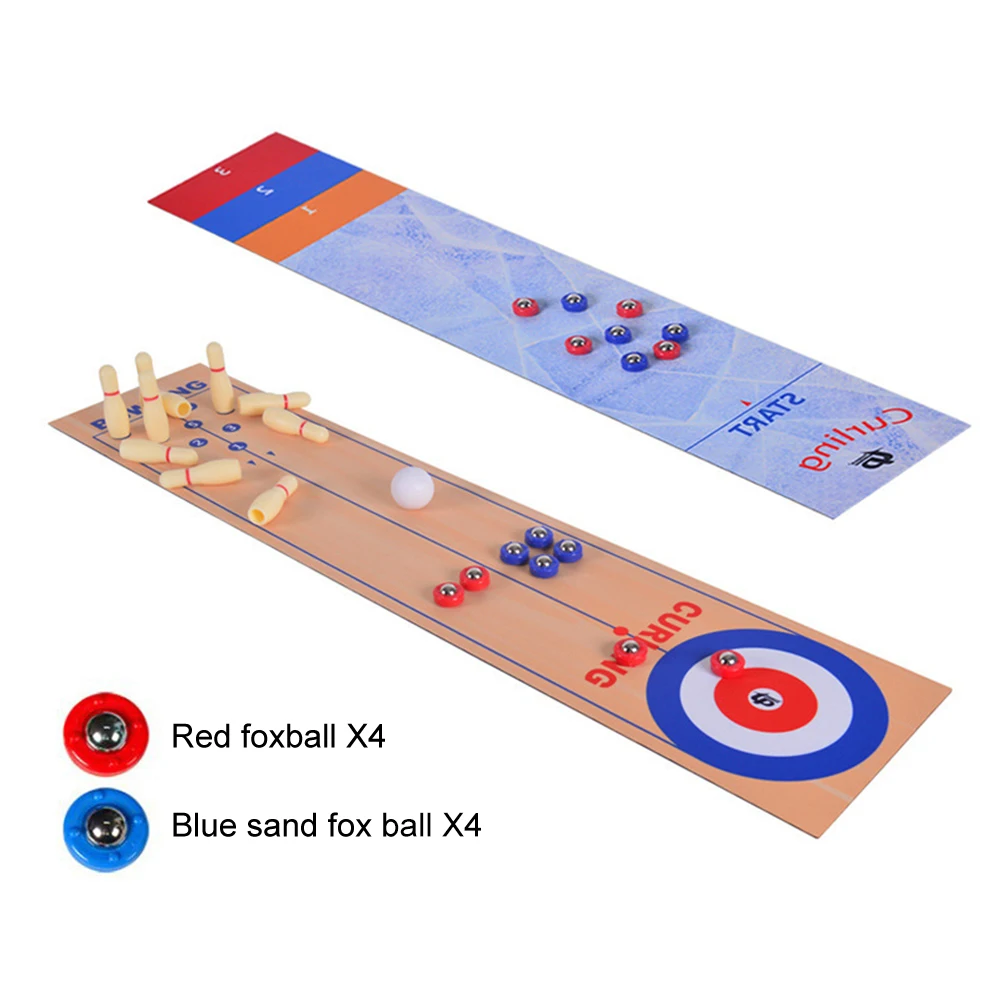 

Gathering Shuffleboard Game Curling Bowling Sports Indoor Outdoor Kids Family Party Table Top Rollers Adults 3 In 1 Portable