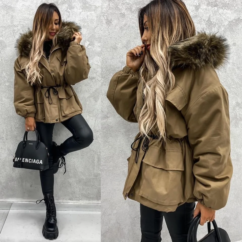 Women's Winter Coat Padded Warm Casual Faux Fur Hooded Outwear Women Clothing Thickening Long Jacket New Fashion Female Parkas