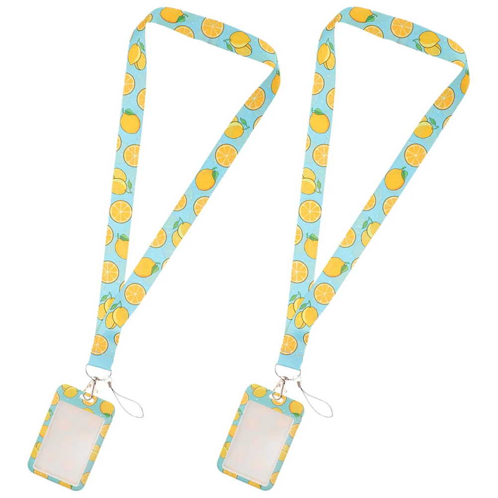 

2 Sets Lanyard Certificate Holder Protective Card Sleeve Picture Id Lanyards Credit Lovely Bus Cards Cover