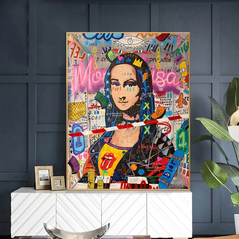 

Street Graffiti Art Canvas Poster Painting Vintage Room Decor Aesthetic Famous Painting Boho Hallway Kitchen Decor Wall Picture