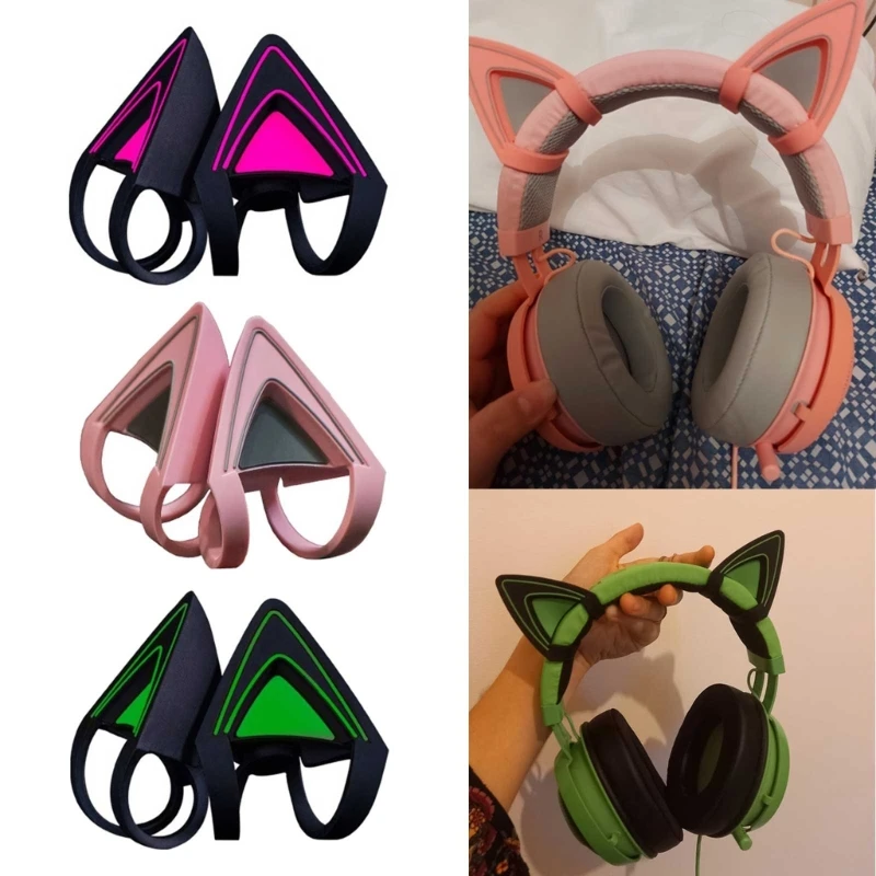 

Lovely Cat Ear Decoration 1Pair for Headphones Headsets Adjustable Straps Attachment for razer Kraken V2 Headphone