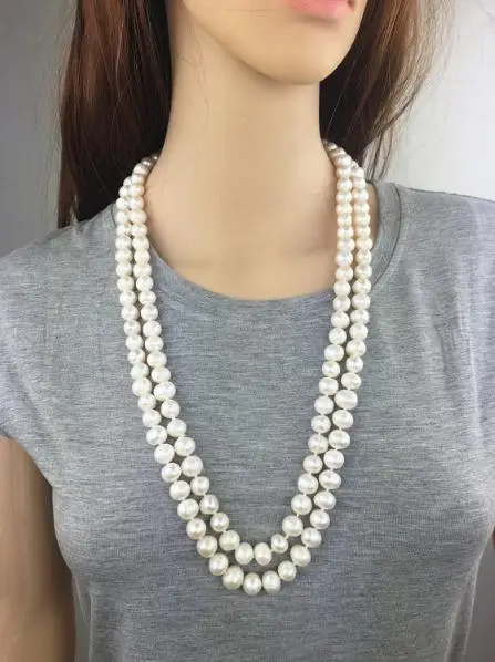 

Unique Design AA Pearl Necklace,60'' Long 10-11mm Genuine Freshwater Pearl Jewelry,Wedding,love,Mothers Day,Charming Women Gift