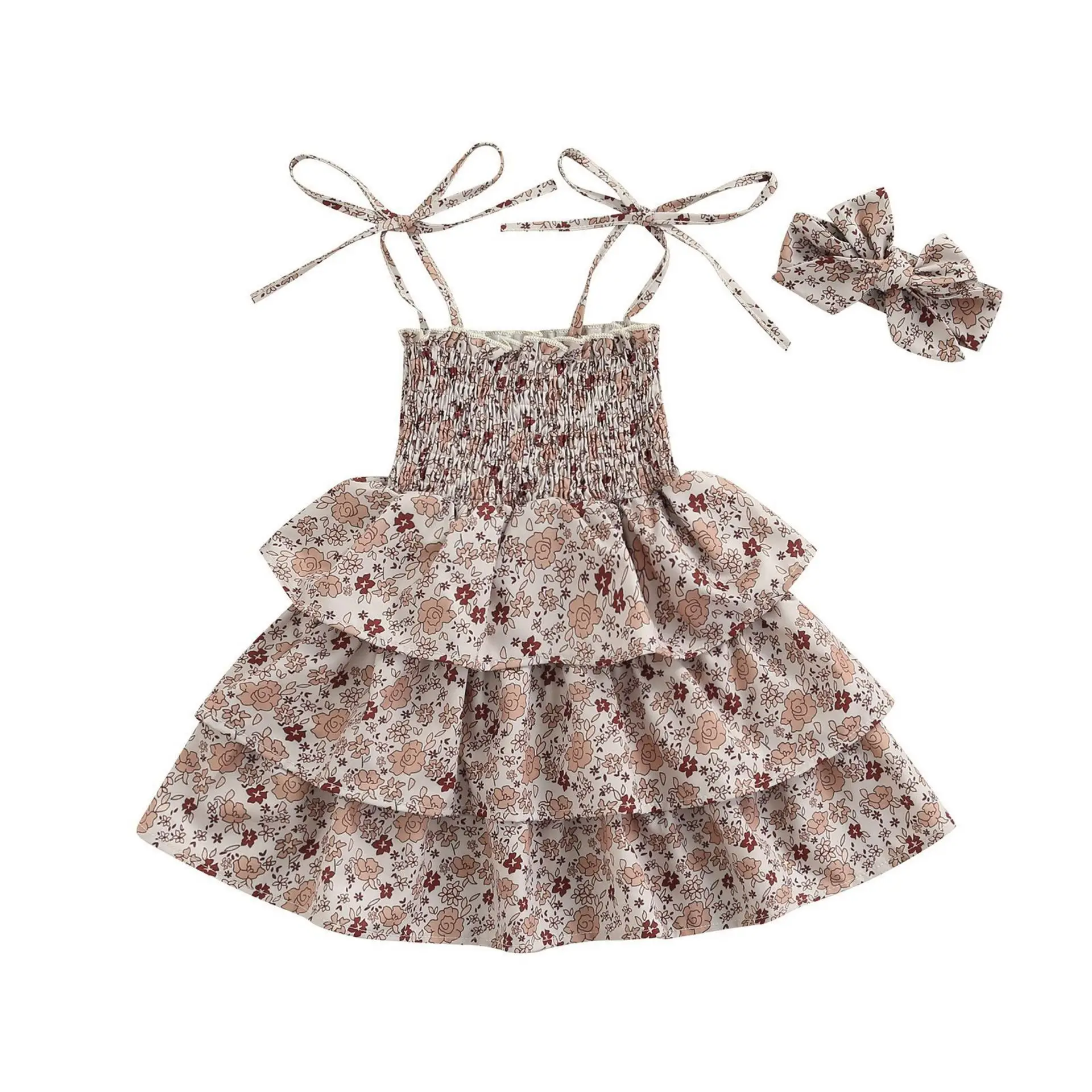 

Girls Summer Sleeveless Suspenders Princess Flower Hair Children's Clothing Princess Dress for Girls