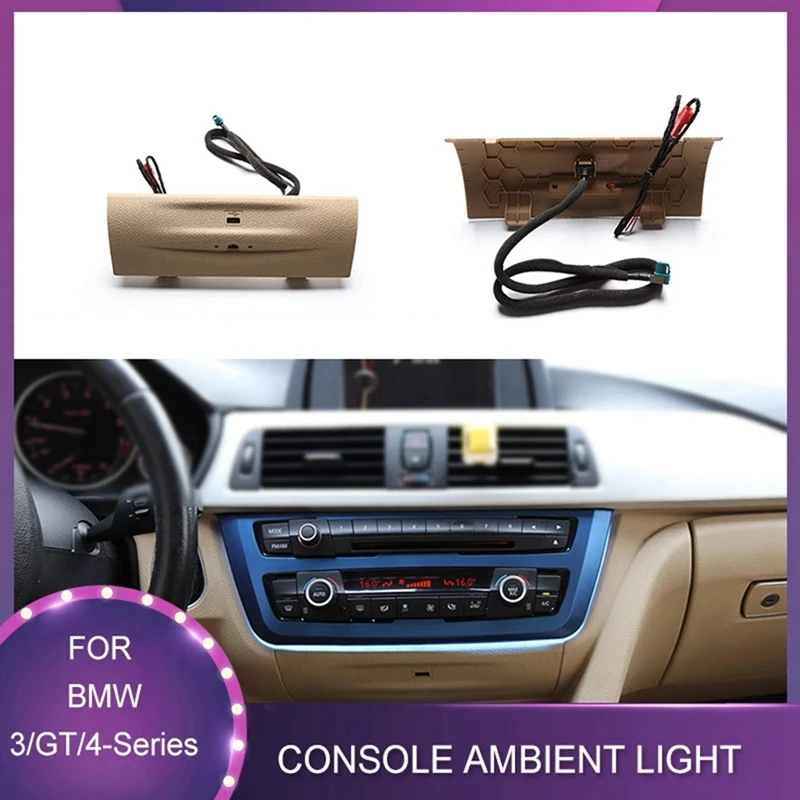 

Beige 2 Color Dashboard USB Audio Cover Ambient Lamp Panel LED Ambient Light For BMW 3 /GT/4-Series F30 F32 F34 F36 2012-2019