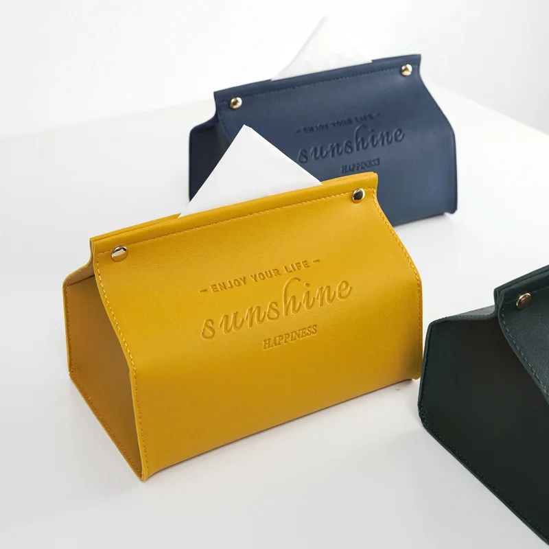 

Durable Tissue Box Pu Leather Living Room Decoration Storage Box Easy To Care Napkin Holder Kitchen Accessories