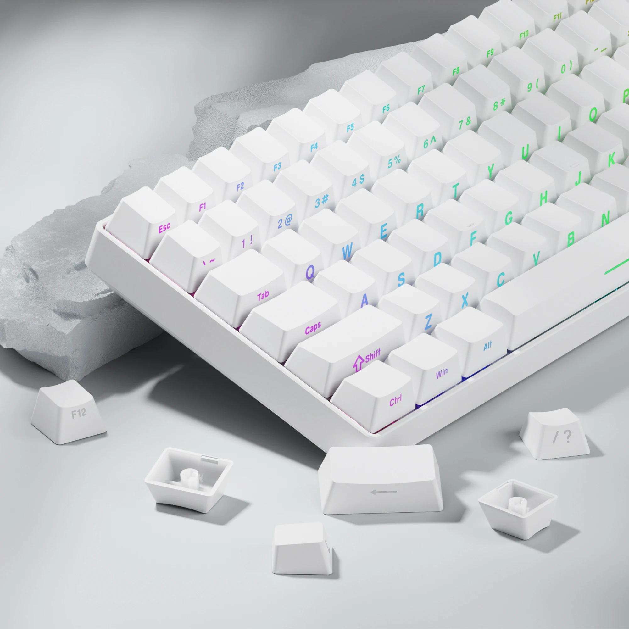 

OEM Profile PBT Double Shot Keycap 136 Keys Side-lit Shine Through Translucent Backlit keycaps for MX Switch Mechanical Keyboard