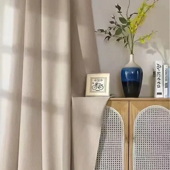 French Cream White Jacquard Thickened Chenille Blackout Curtains for Customized Finished Product Living Room Bedroom Villa