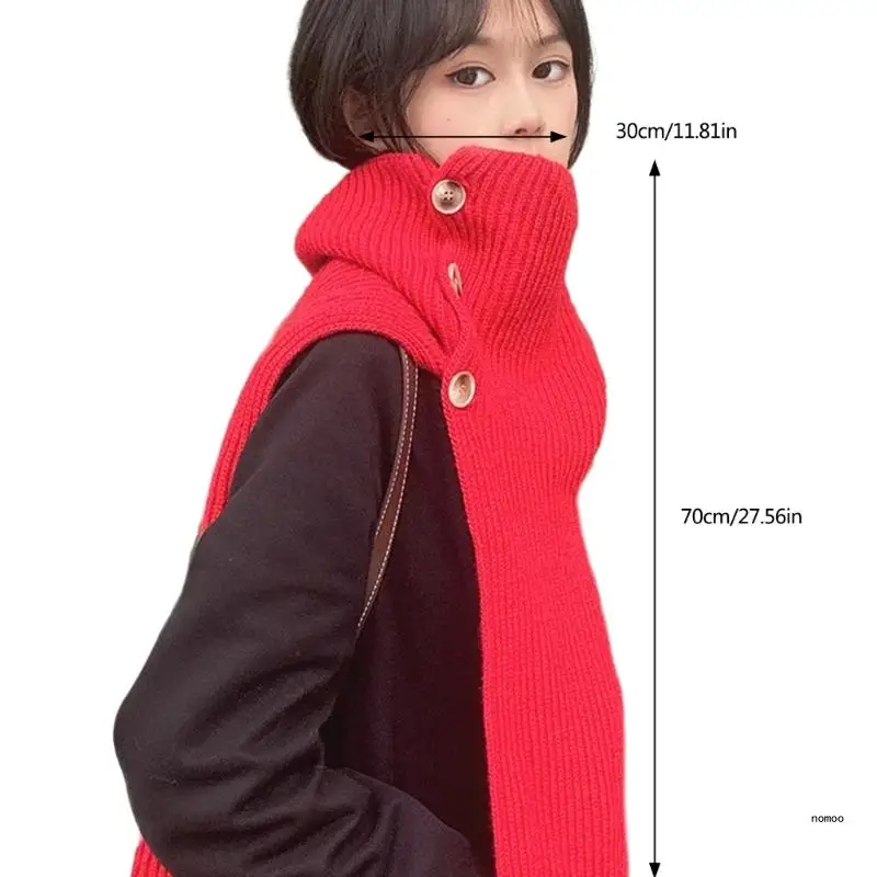 Вязаный шарф шаль с накладным воротником для женщин воротником-водолазкой и на