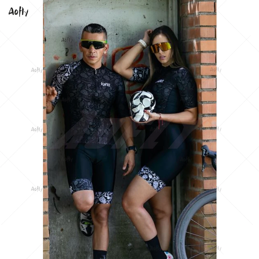 

2020Kafitt Couples Black Bike Triathlon Cycling Clothing Skinsuit Sets Jumpsuit Kits Conjunto Feminino Ciclismo Maillot Summer