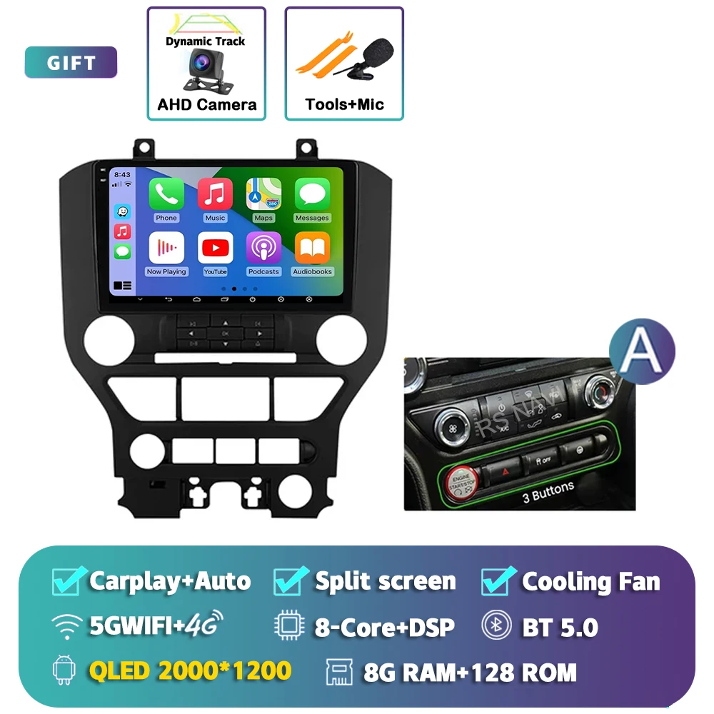 

Android 15 Carplay авто радио мультимедийный BT плеер для Ford Mustang VI S550 2014-2021 E53 X5 M5 авторадио стерео головное устройство