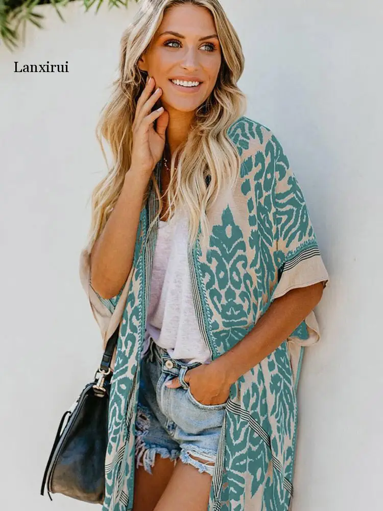 

Summer Women Blouses Beach Cover Ups See Through Cardigans Blouses Women Casual Shirt Tunic Long Bikinis Sun Block Beachwear