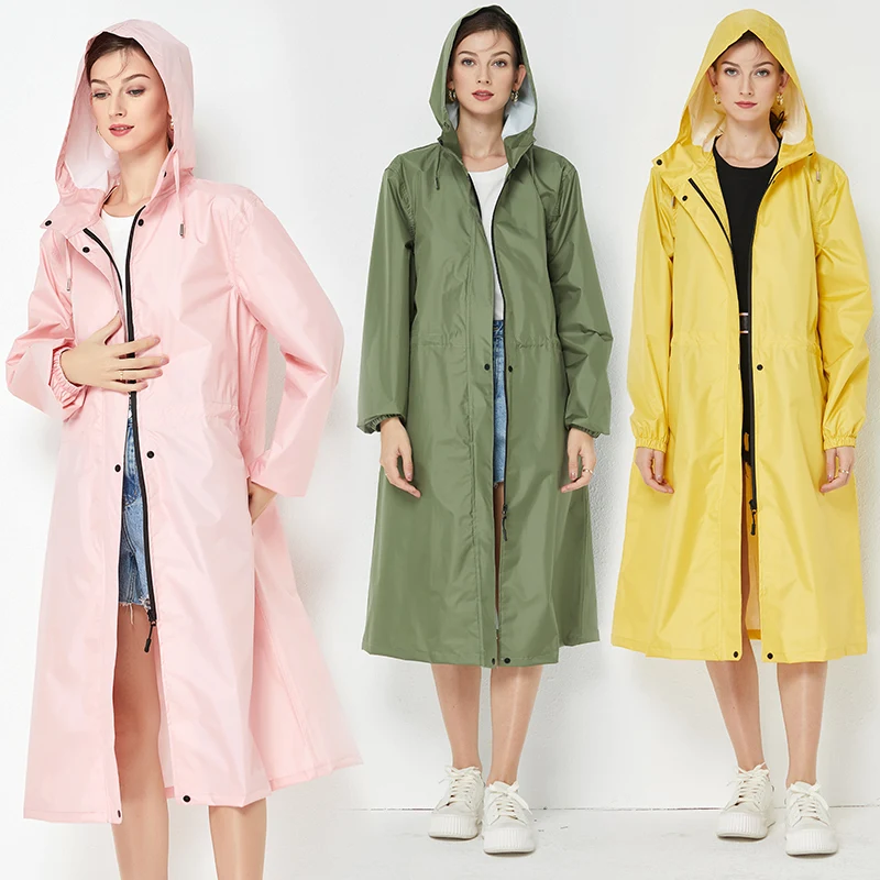 

Running Long Outdoor Raincoat Dress Overall Pink Fashion Portable Raincoat Unisex Waterproof Roupa De Chuva Home Garden