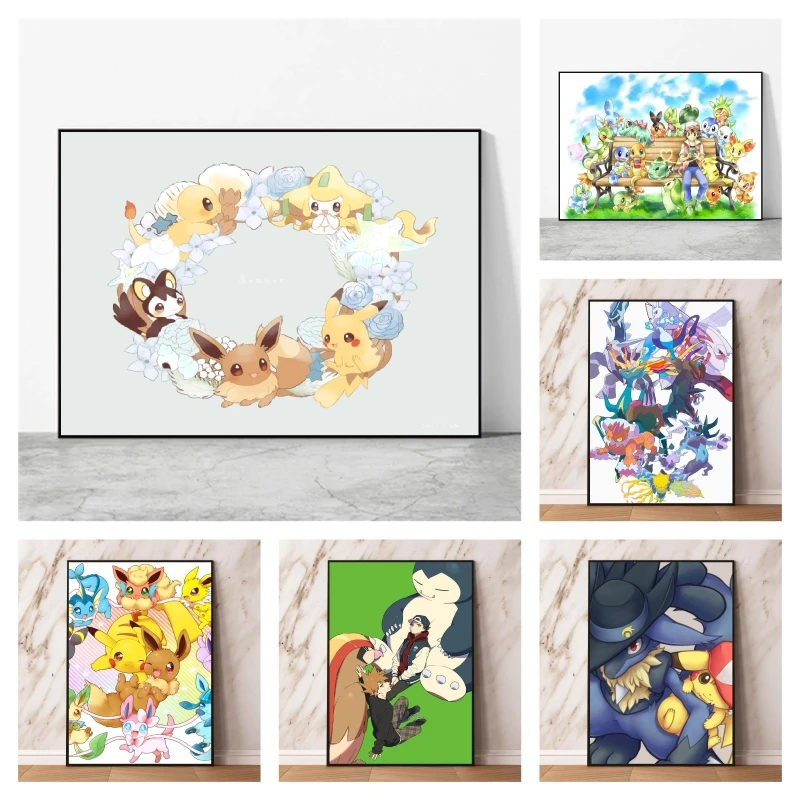 

Hot Anime Poster Pokemon Gift Art Modular Prints Comics Pictures Kid Action Figures Decoration Paintings Hanging Living Room