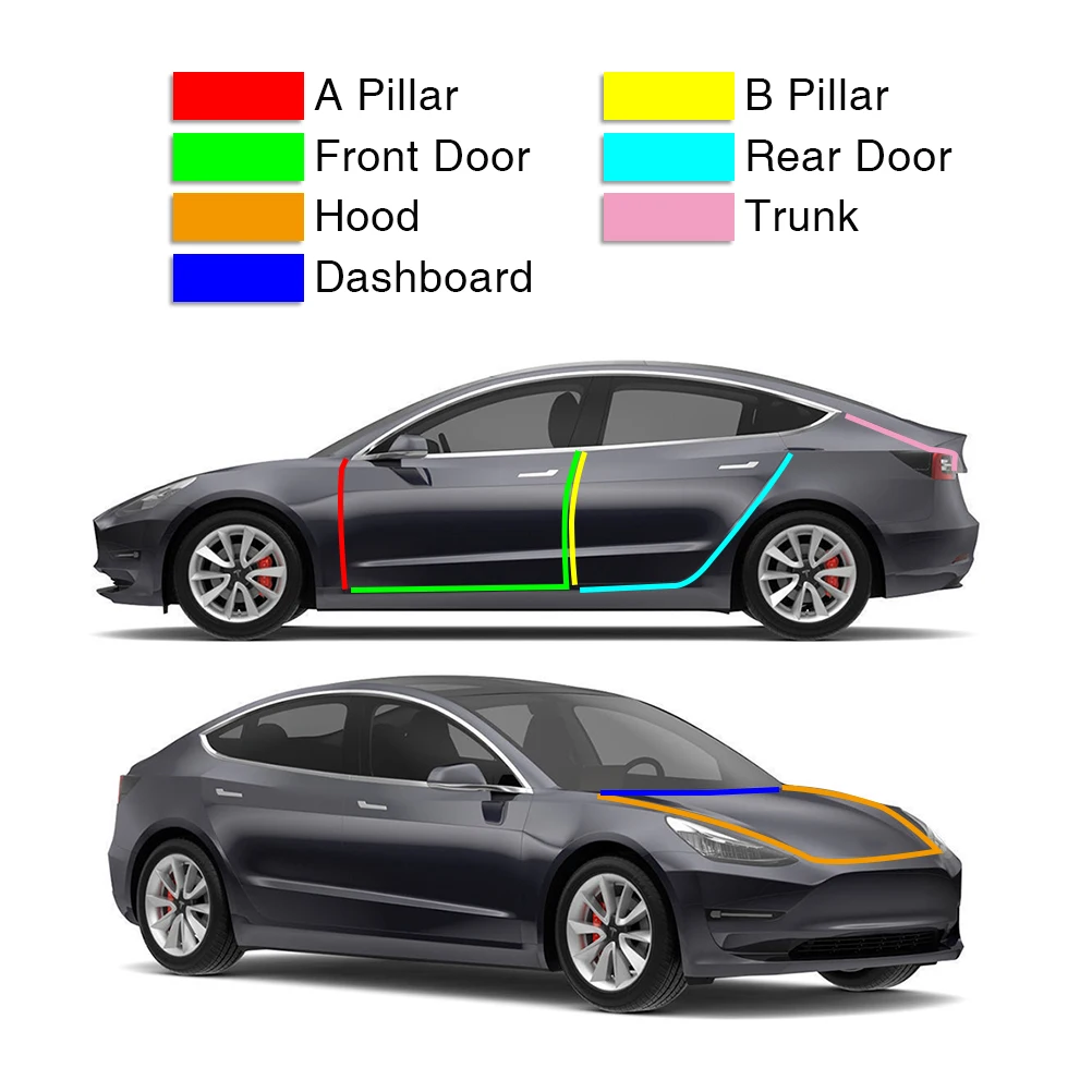 Автомобильная резиновая уплотнительная лента в комплекте для Tesla Model 3 Y