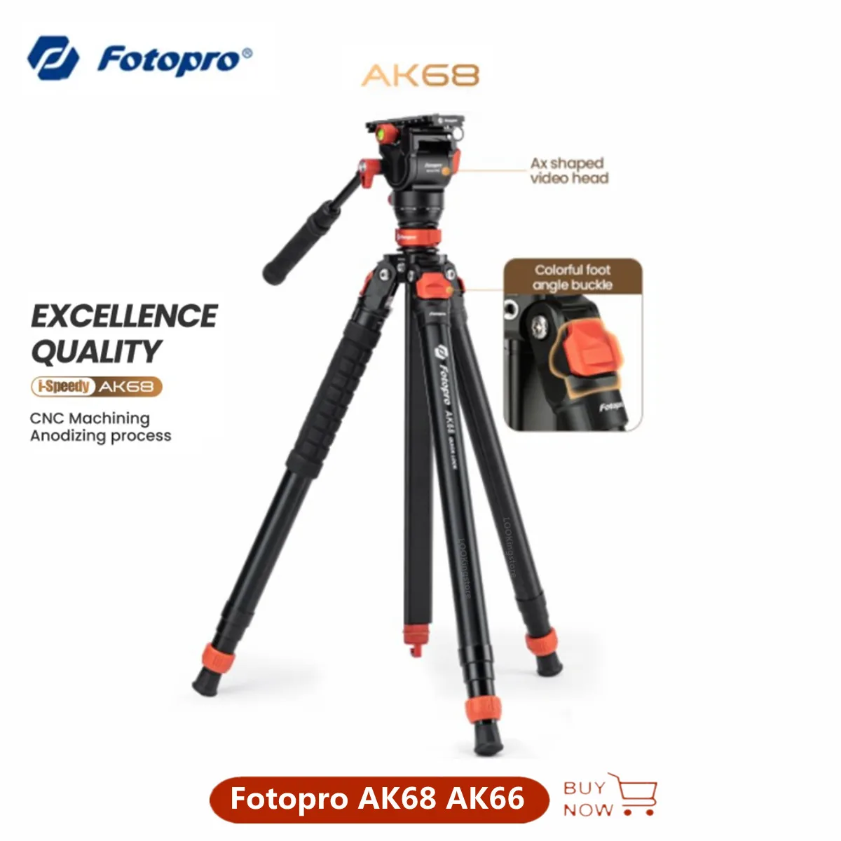 Портативный штатив Fotopro AK68/AK66 с гидравлической головкой, алюминиевый сплав, быстрое растяжение, для зеркальных камер DSLR