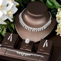 hibride unique water drop 4pcs wedding bridal jewelry cz necklace pendant set dress jewelry for women party accessories n 525