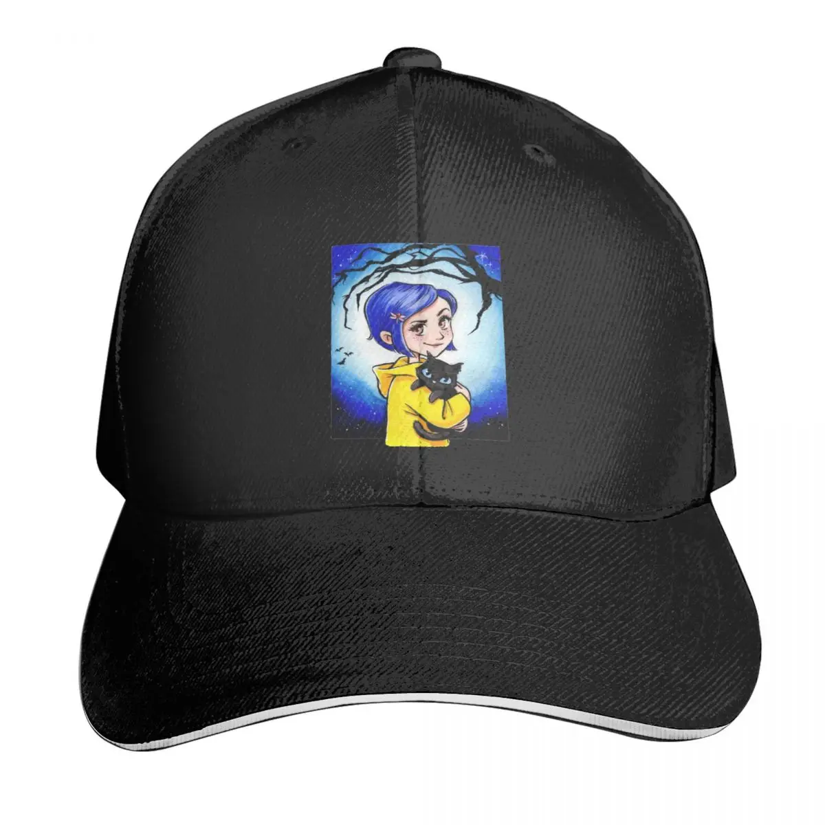 

Coraline And Cat Casquette, Polyester Cap Customizable Wicking Curved Brim