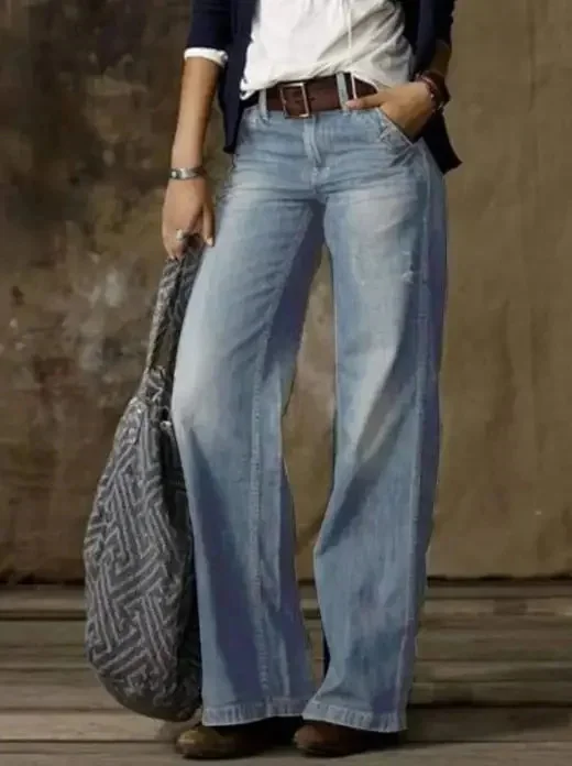 

Denim Women's Pants New Pants for Women 2023 Summer Retro Fashion Casual Straight Leg Wide Leg Women's Popular Jeans Streetwear