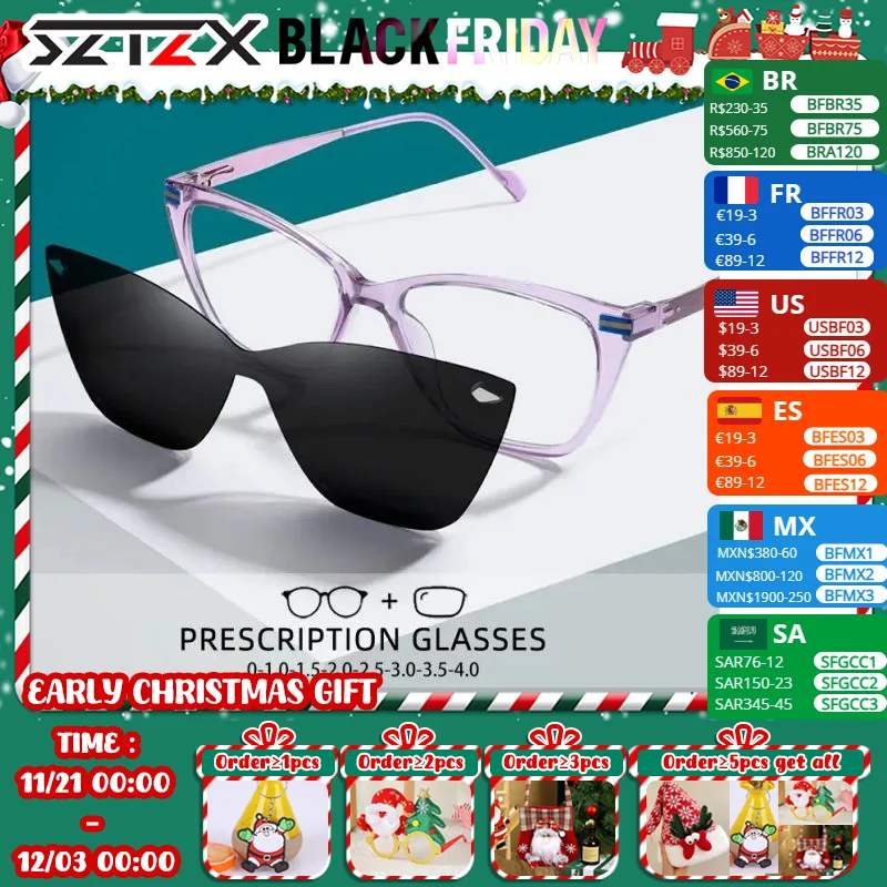 SZTZX женские очки кошачий глаз с магнитной клипсой для чтения поляризационные