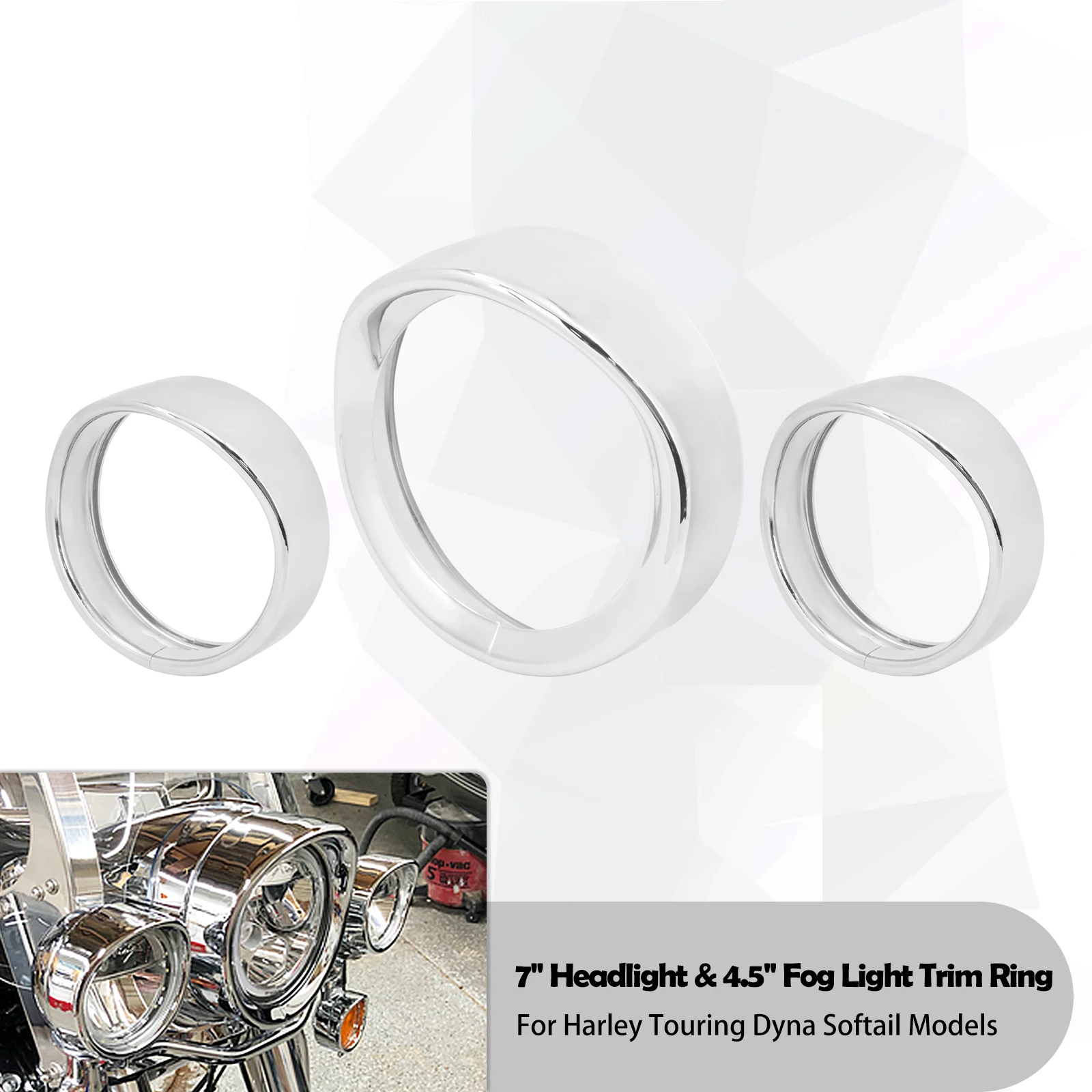 Мотоциклетное 7-дюймовое кольцо накладки на фару + 4,5-дюймовая крышка противотуманной фары + кольцо накладки указателя поворота в стиле кислоты для Harley Touring Road King Softail
