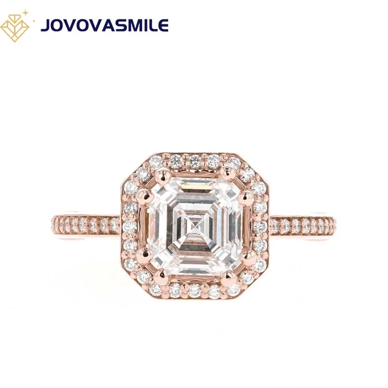 

JOVOVASMILE Moissanite Wedding 18k Gold Ring 2carat 7x7mm Asscher Cut Forever Colorless Moissanite Jewelry For Women Best Gift