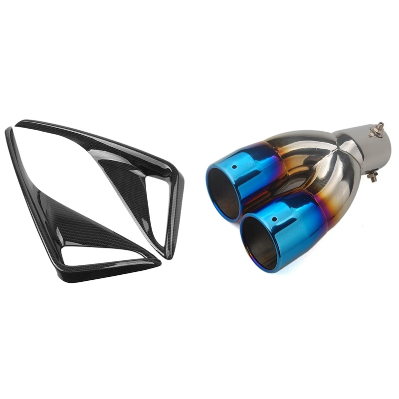 

2Pcs Rear Fog Lamp Cover Trim For Toyota Chr 2016-2018 & 1X Car Stainless Steel Rear Exhaust Pipe Muffler Tail End Tube