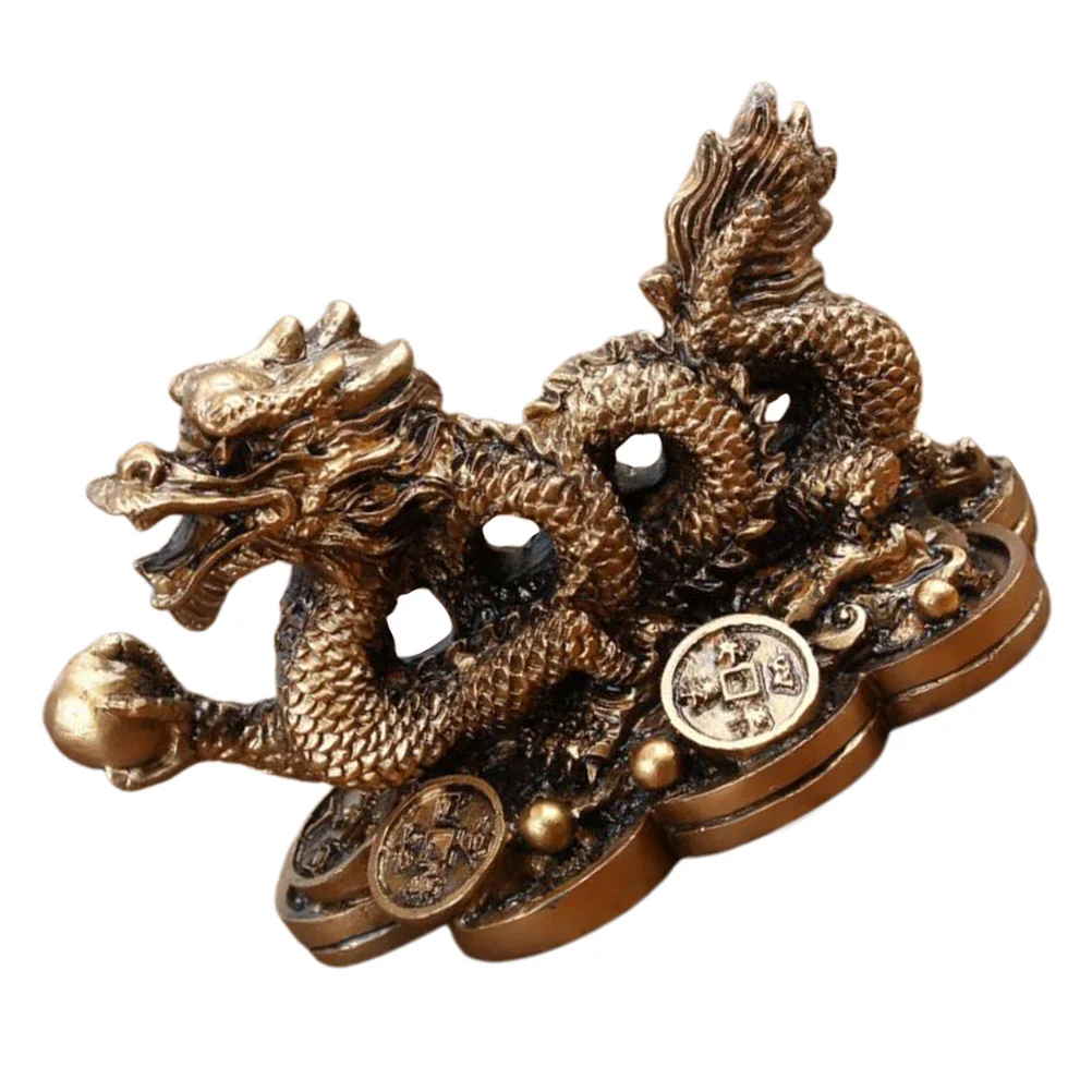 

Vintage Dragon Ornament Desktop Imitating Copper Dragon Decor Resin Dragon