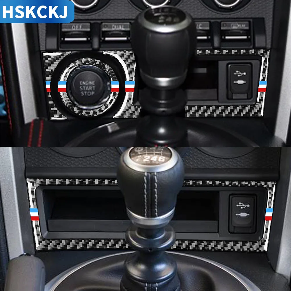 

For Toyota 86 GT86 Subaru BRZ 2017 2018 2019 Carbon Fiber Sticker Storage Box USB Start Button Trim Interior Car Accessories