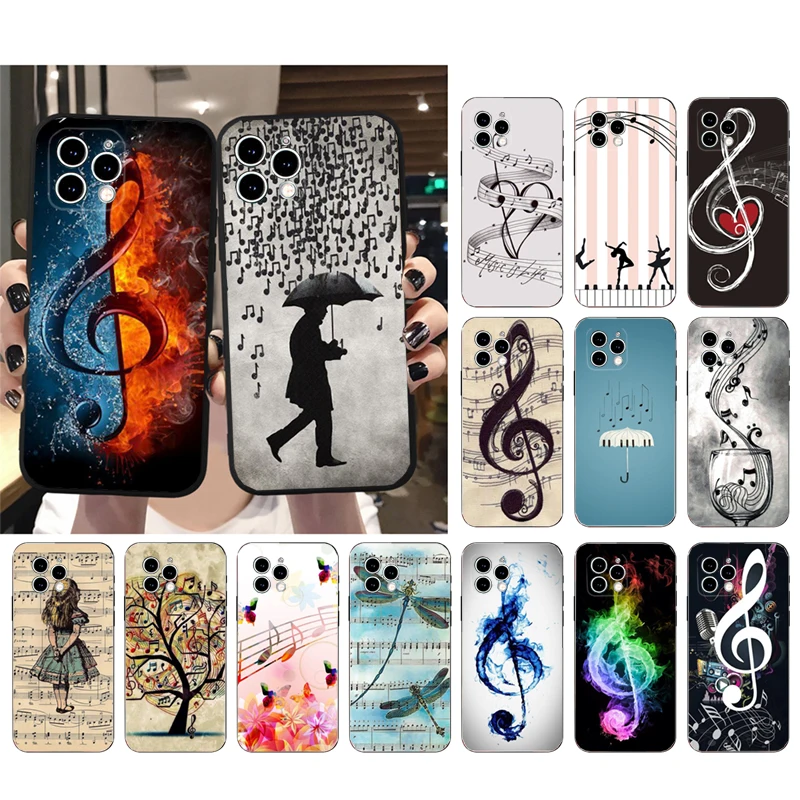 

Phone Case For iphone 14 Pro Max 13 12 11 Pro Max XS XR X 12mini 7 8 Plus SE Music Notes Case Funda
