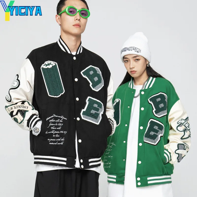 

YICIYA Bomber Jacket Women Jacket Spring 2022 Long Sleeve Embroidered Baseball Oversized Jacket Women Embroidery Varsity Jacket