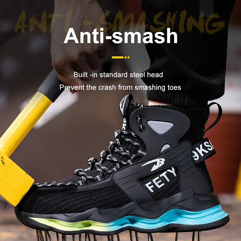 

Steel Toe Shoes for Men Work Sneakers for Fashion Puncture Proof Comfortable Slip On Safety Shoes for Industrial Coustruction