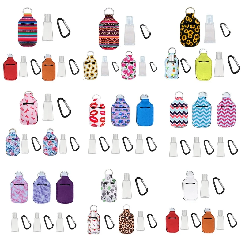 

3 набора 30 мл портативная многоразовая прозрачная пустая бутылка с держателем для ключей переноски металлическая пряжка дезинфицирующее с...